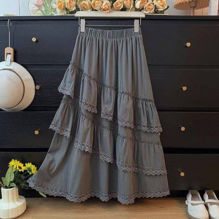 Women's Spring Sweet Multi-Layered Ruffle Skirt - Elastic Waist, Slimming, Versatile