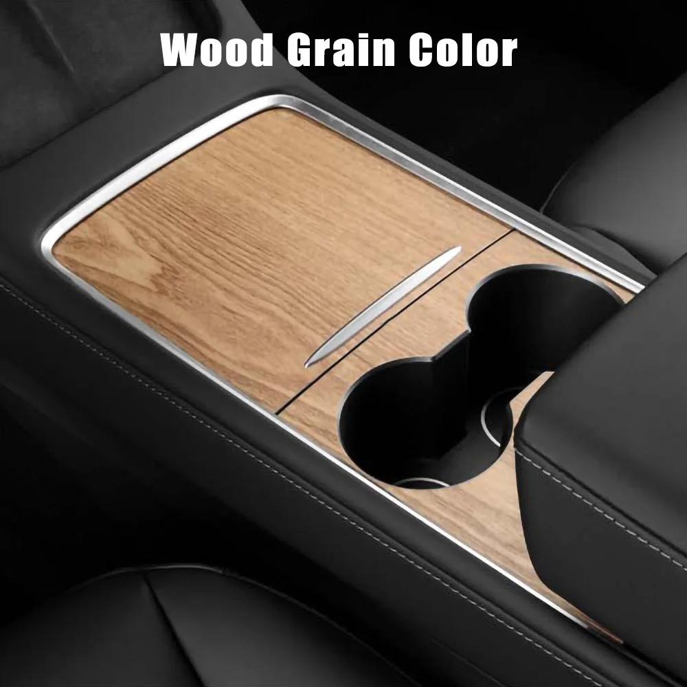 

For Tesla Model 3 Y 2021-2023 Center Console Panel Sticker Wood Grain Film Carbon Central Control Cover Car Interior Accessories Wood Grain Color