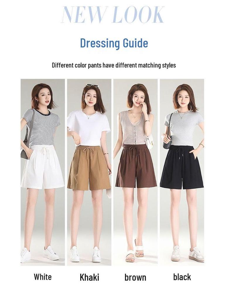 High-Waist Cotton Summer Shorts: Slimming Loose-Fit, Wide-Leg, Versatile, Plus Size