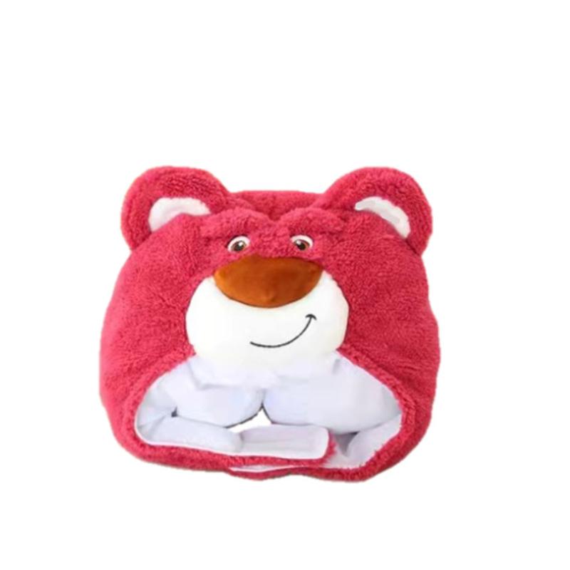 Dívčí srdce plyš roztomilý kreslený vtipný medvěd jahodový medvěd kapuce klobouk foto rekvizity pro vystoupení