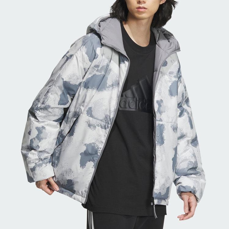 Adidas Reversible Sports Casual Loose Long Sleeve Down Jacket Men Outerwear Light-Gray IS0358