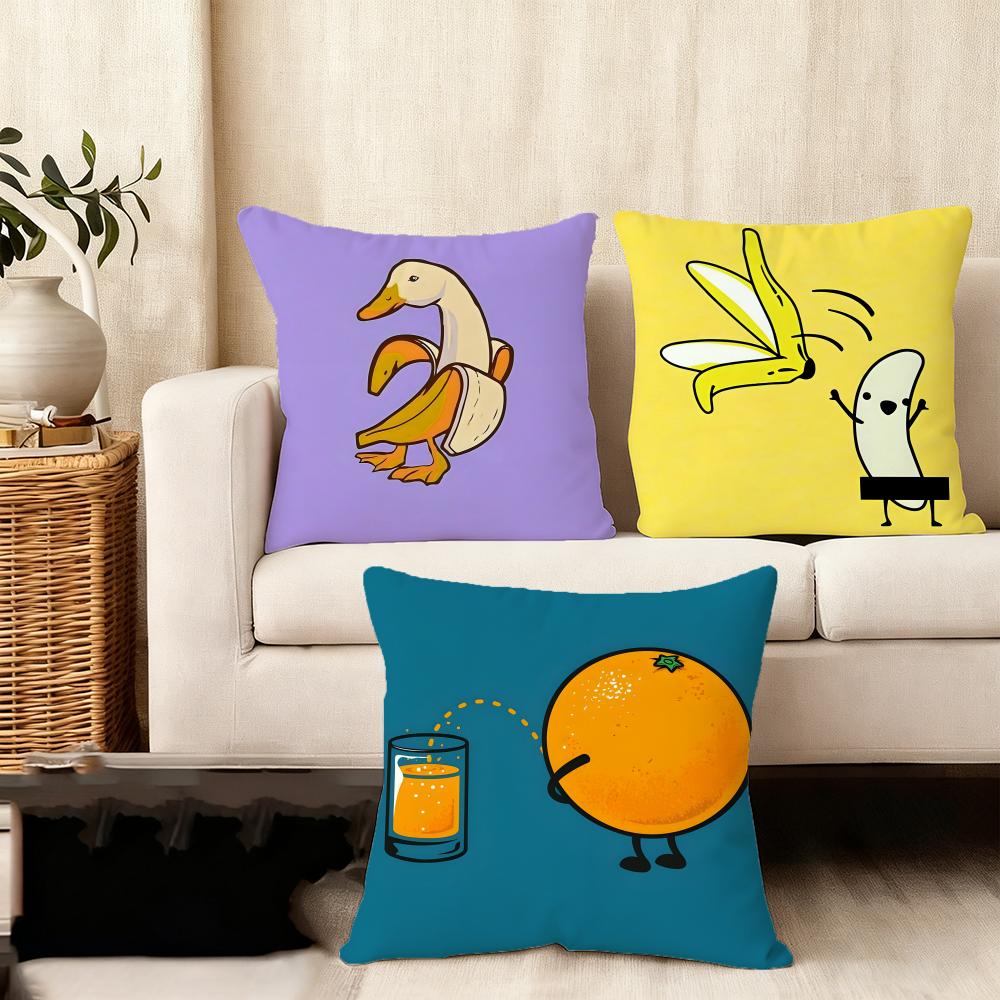 Abstract fruit Cushion Cover Anti-dustmite Pillowcase Invisible zipper silky short plush Sofa cushion cover