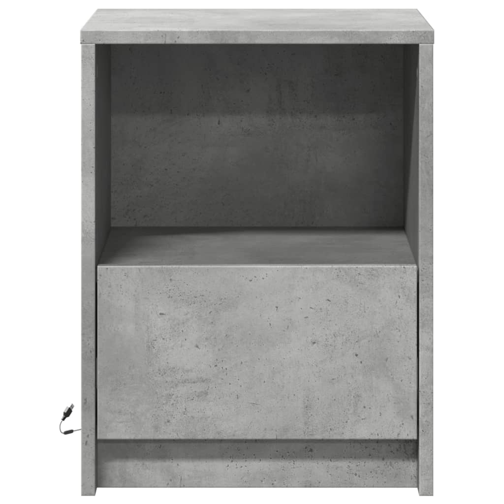Nightstands with LED Lights 2 pcs Concrete Grey Particleboard