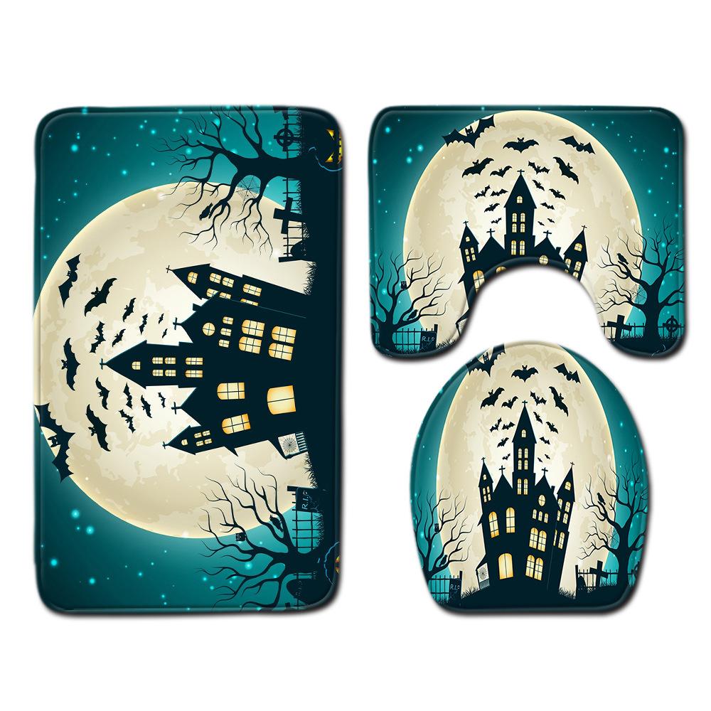 Halloween Toilet Three-Piece Floor Mat Bathroom Three-Piece Carpet Doormat