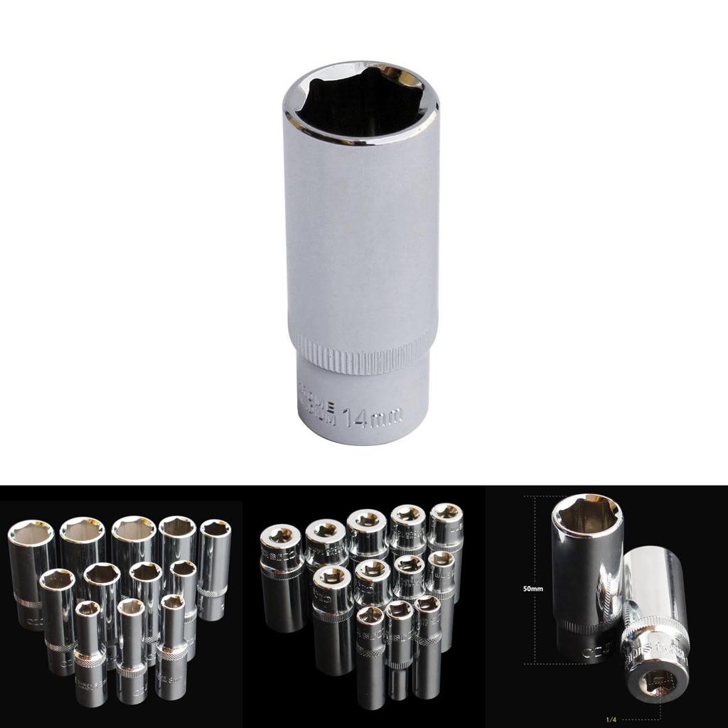 Premium Hex Drive Part 1/4" Drive Socket Set Long Deep 4-14 Mm Snap On Screwdriver