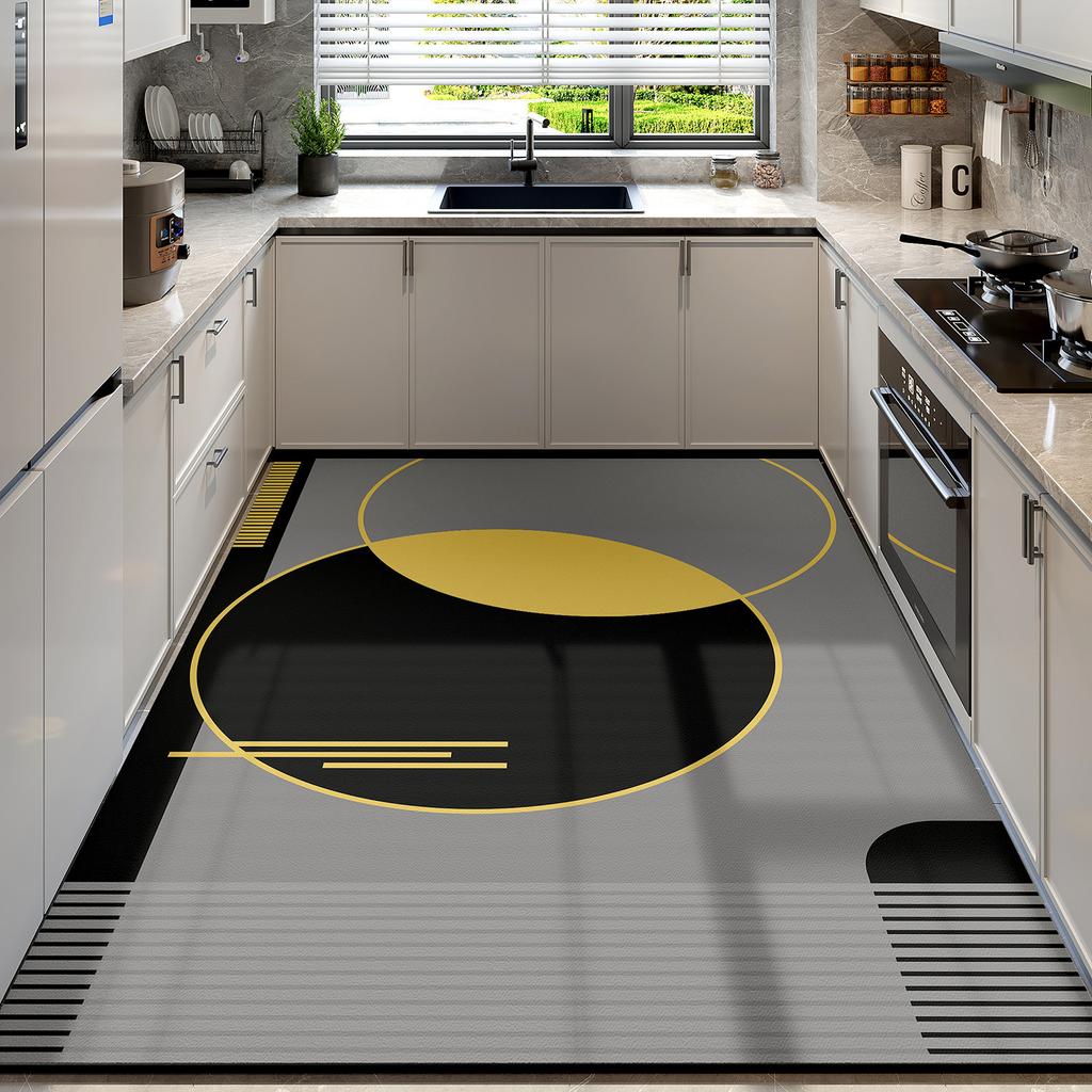 New kitchen floor mat, large-area, full-coverage, stain-resistant, diatomaceous earth, non-slip, water-absorbing, oil-absorbing, quick-drying