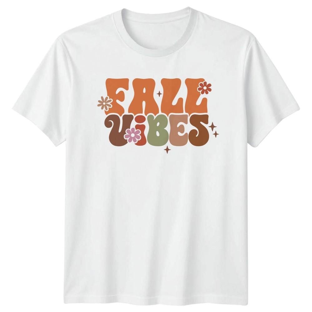 Fall Vibes Unisexs TShirt Retro Groovy Seasonal Autumn Thanksgiving Gift For Her S