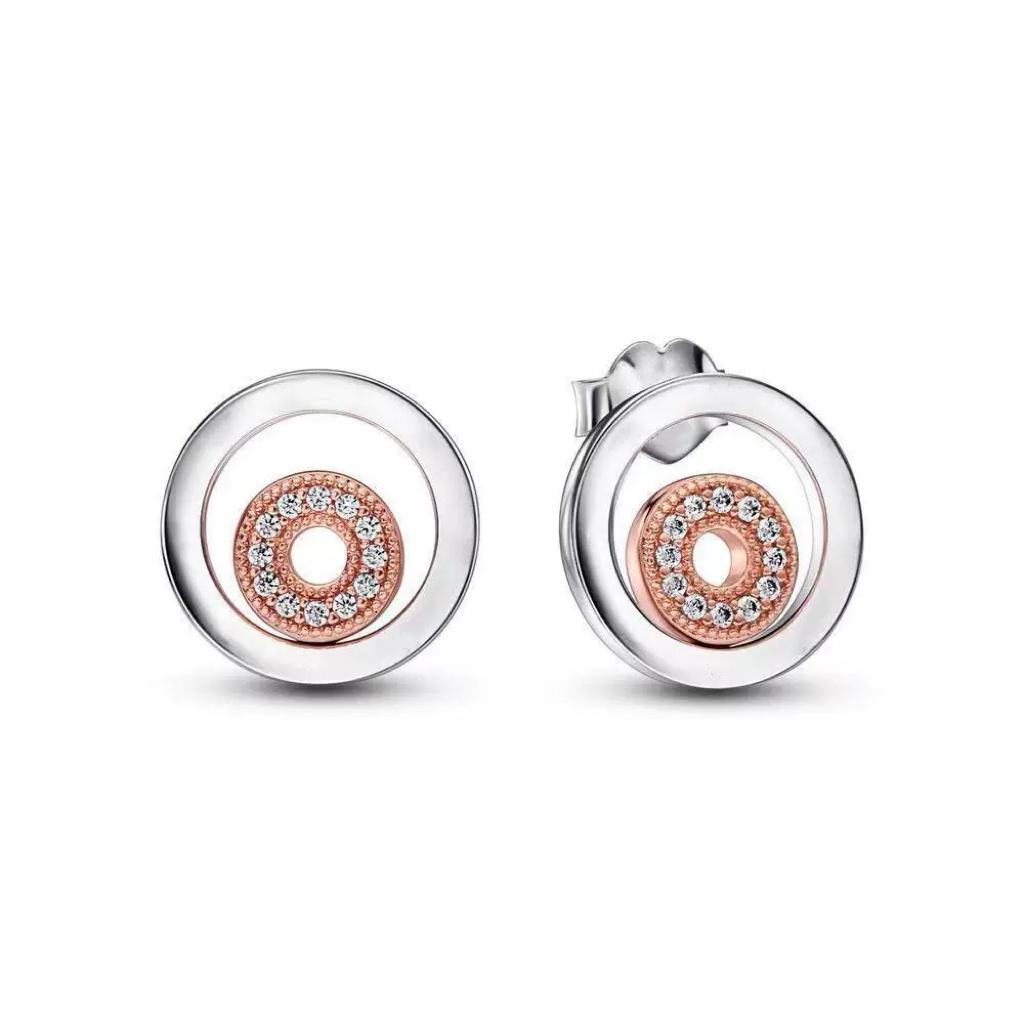 Circle Earrings Zircon Heart Earrings 100% S925 Pure Silver Women's Earrings Jewelry Suitable For Valentine's Day Gifts