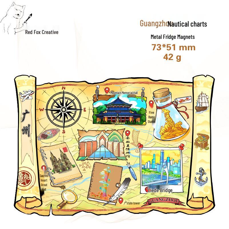 Guangzhou Bezienswaardigheden Koelkastmagneet: Xiaomanyao, Yanzhou Eiland, Guangji Brug, Shamian Eiland, Baiyun Berg, Lijm, Cultureel & Creatief
