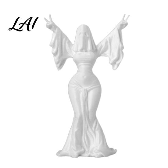 Matte White Halloween Statue 3D Printed Ghost Woman Sculpture Spirit for Modern Home Decor Minimalist Spooky Desk Decoration Figurine Lady