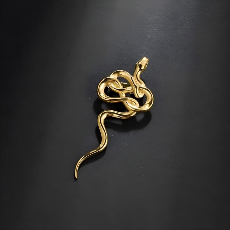 Unique Gold Snake Brooch Symbolizing Strength and Elegant Fashionable Accessory for Parties or Business Meetings