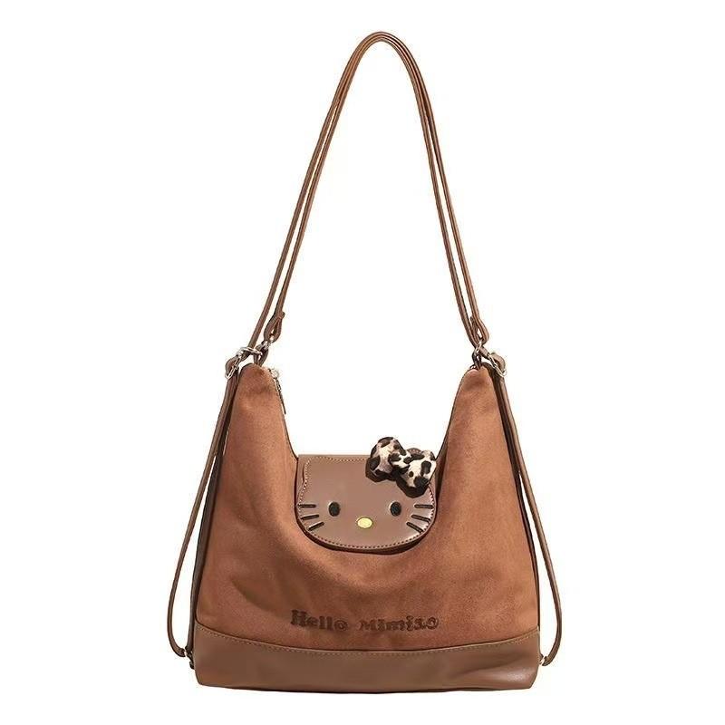 Zaino Cartone Animato Coreano Vintage Hello Kitty in Materiale PU ad Alta Capacità per Uso Quotidiano
