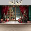 Christmas Red Curtain Decoration Backdrop Winter Snow Scenery Fireplace Santa Claus Photography Backdrop Holiday Party Supplies