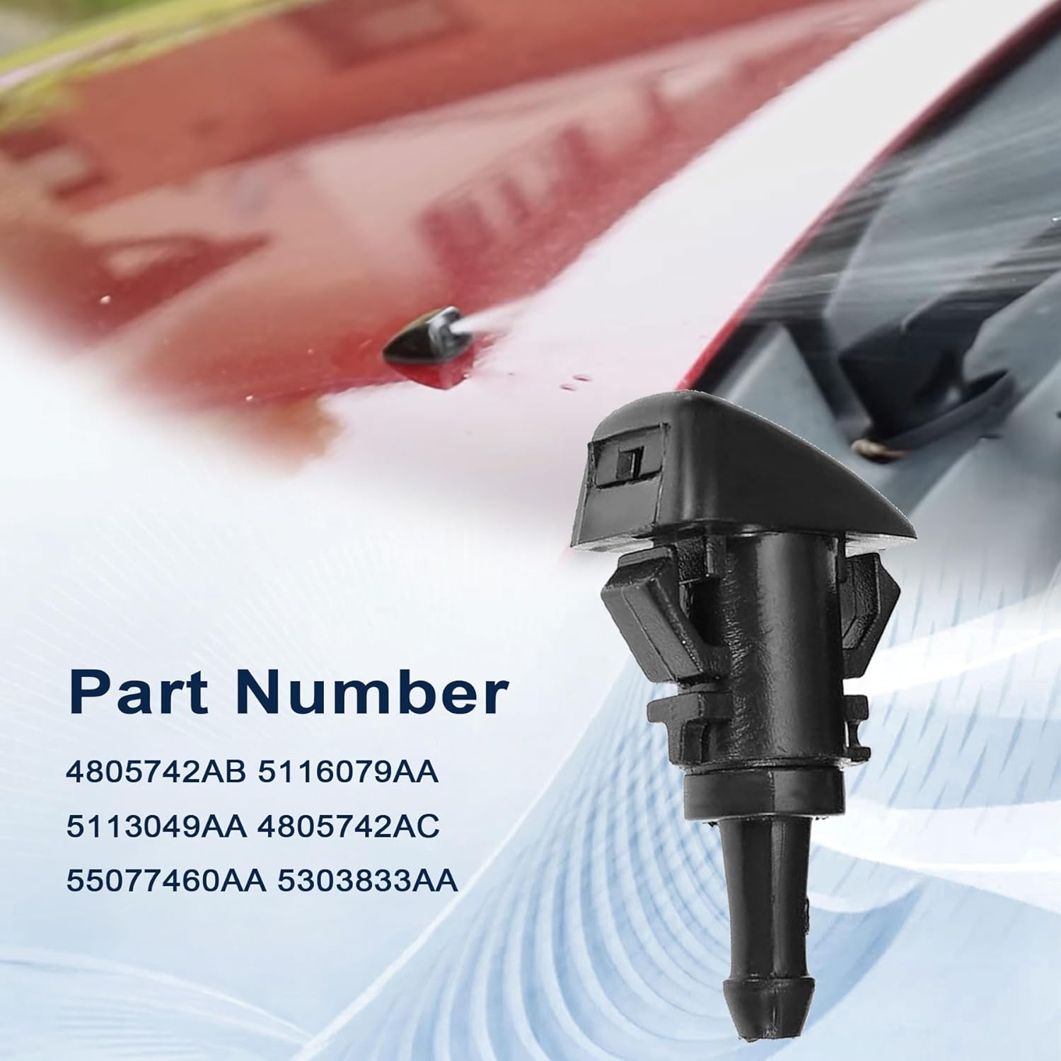 

XQSMWF 2Pcs Windshield Washer Wiper Spray Nozzles Fit for Chrysler 300 2005-2010 Fit for Dodge Ram 1500 2009-2015 2500 3500 2010-2015# 4805742AB