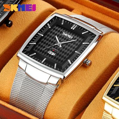 Luxury Square Quartz Watch Men Business Waterproof Stainless Steel Date Calendar Wristwatches