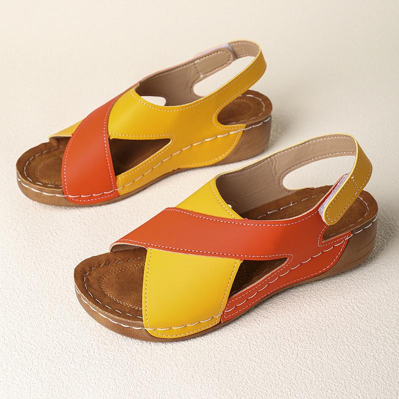 

Сандалии на танкетке женские носят большой размер контрастного цвета дышащие сандалии на платформе с липучкой женские сандалии 43 оранжевый