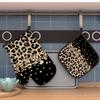 S Ofenhandschuhe und Topfhalter mit Diamant-Leopardenmuster - Hitzebeständig Geeignet für Kochen, Backen