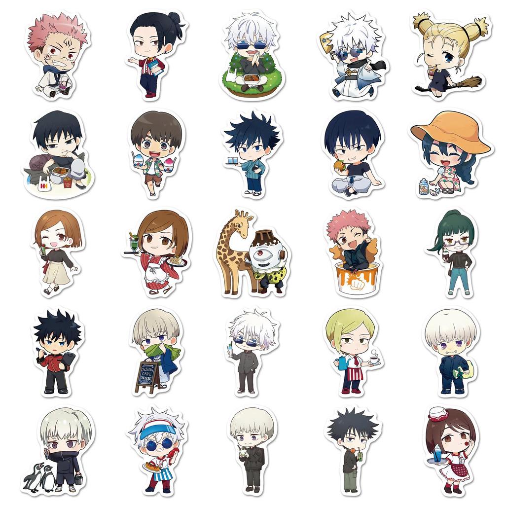 50 Jujutsu Kaisen Waterproof Stickers: Popular Anime for Tablets, Water Bottles, Journals