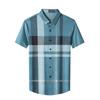 Summer New Short Sleeve Men's Shirt Middle-Aged Leisure Business Trends Fashion Check Thin Cardigan 1