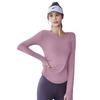 Juyi Hall Solid V-Neck Ruched Long Sleeve Women's Bodycon Yoga Top