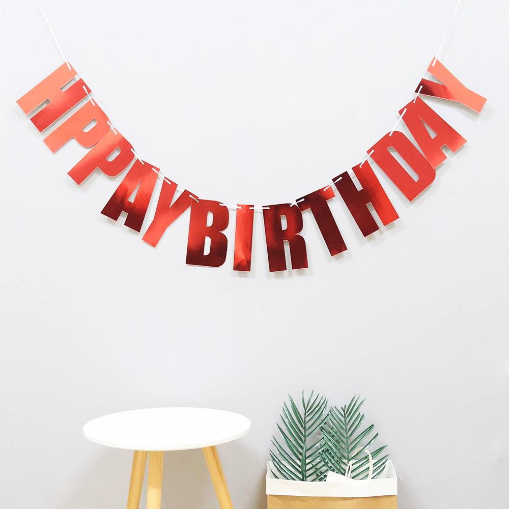 Creative Laser Birthday Flag Decoration Party Supplies Alphabet Happy Birthday Banner Bunting