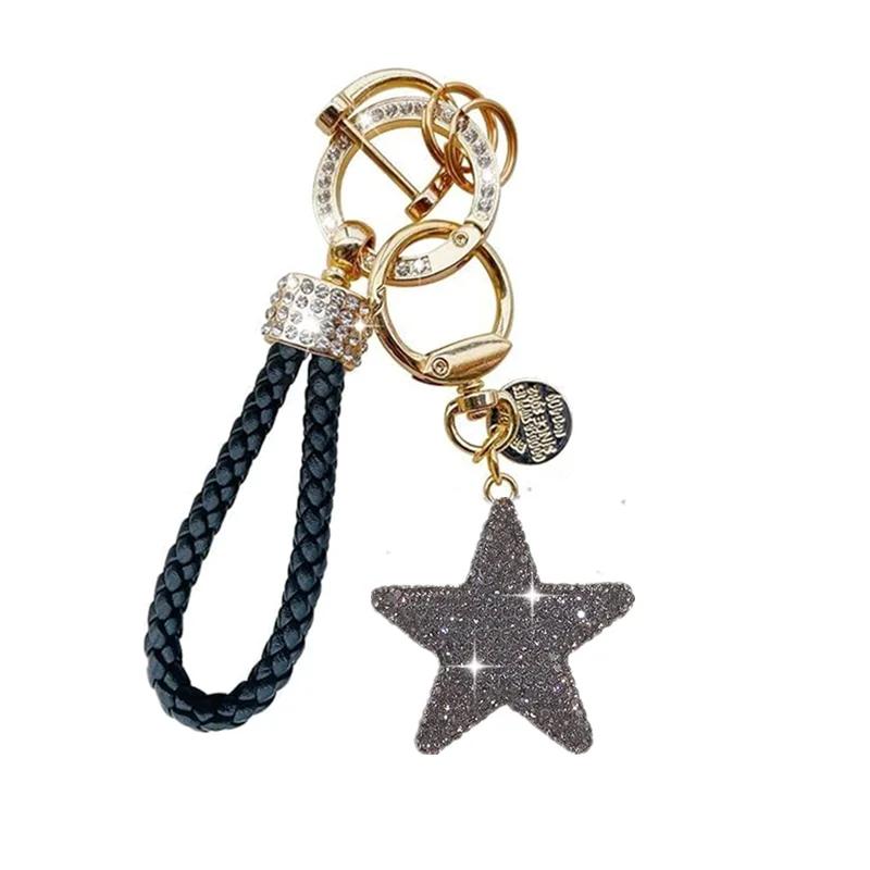 Car Keychain Full of Diamond Fawziya Star Keychain Valentine's Day Keychain Bag Pendant Bling Rhinestone Heart Charm for Women