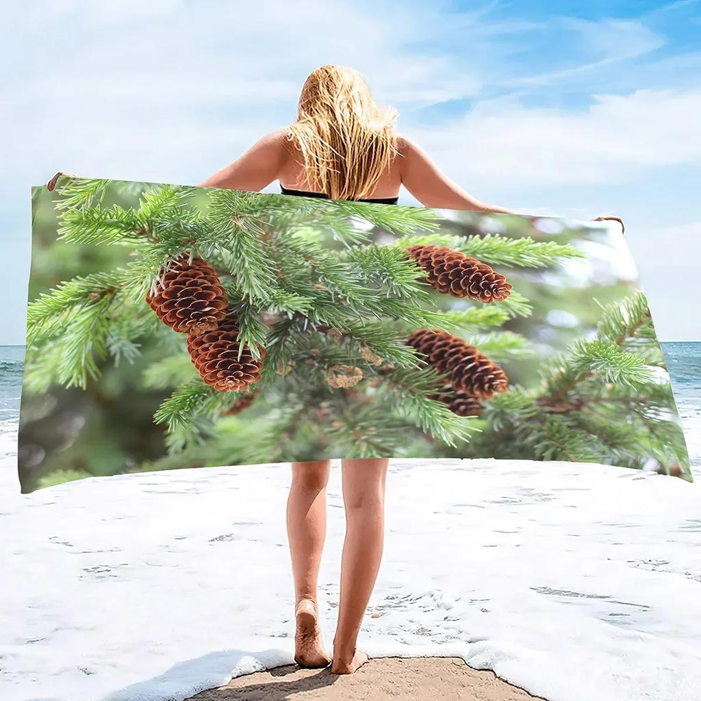 Pine Hand Towels Oversized Microfiber Beach Towel for Travel, Quick Dry Towel for Swimmers Sand Proof Beach Towels for Men Girls