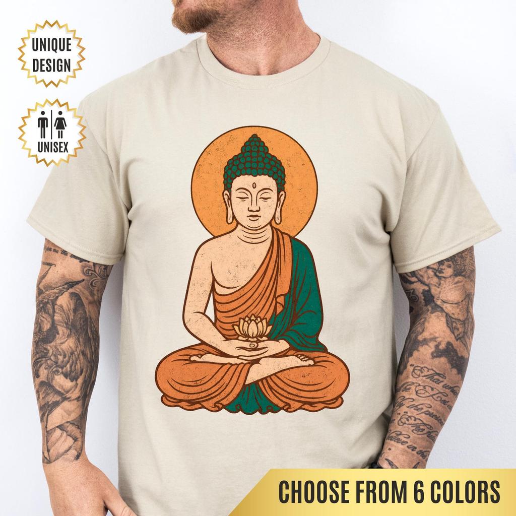Amitabha Buddha T-Shirt Buddhist Lotus Design Spiritual Mindfulness Tee | Meditation Shirt, Yoga Tee, Zen Gift, Inner Balance Tee