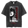 Baki Print Vintage Baumwoll-T-Shirt Herren Damen Sommer Lässig Übergroß Streetwear Fitnessstudio Workout Training Kurzarm Grafik-T-Shirt