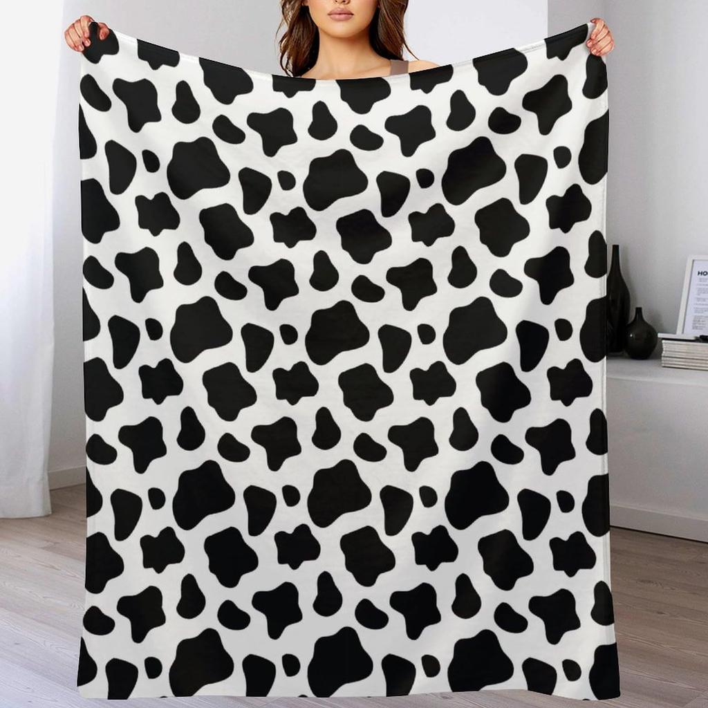 Cow Skin Texture Series Digital-printed Polyester Bedroom Velvet Flannel Cover Blanket Fleece Soft Sofa Cover Blankets for Beds