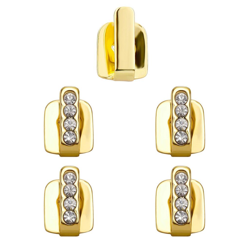 Gold & Diamond Hip Hop Single Tooth Gap Grill for Men & Women - Smooth Halloween Dental Accessory