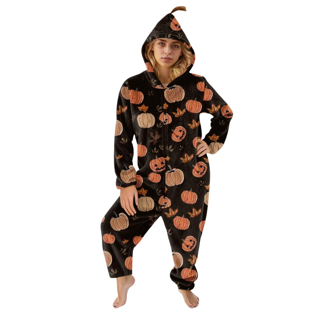 Women's Halloween Flannel Loungewear Jumpsuit
