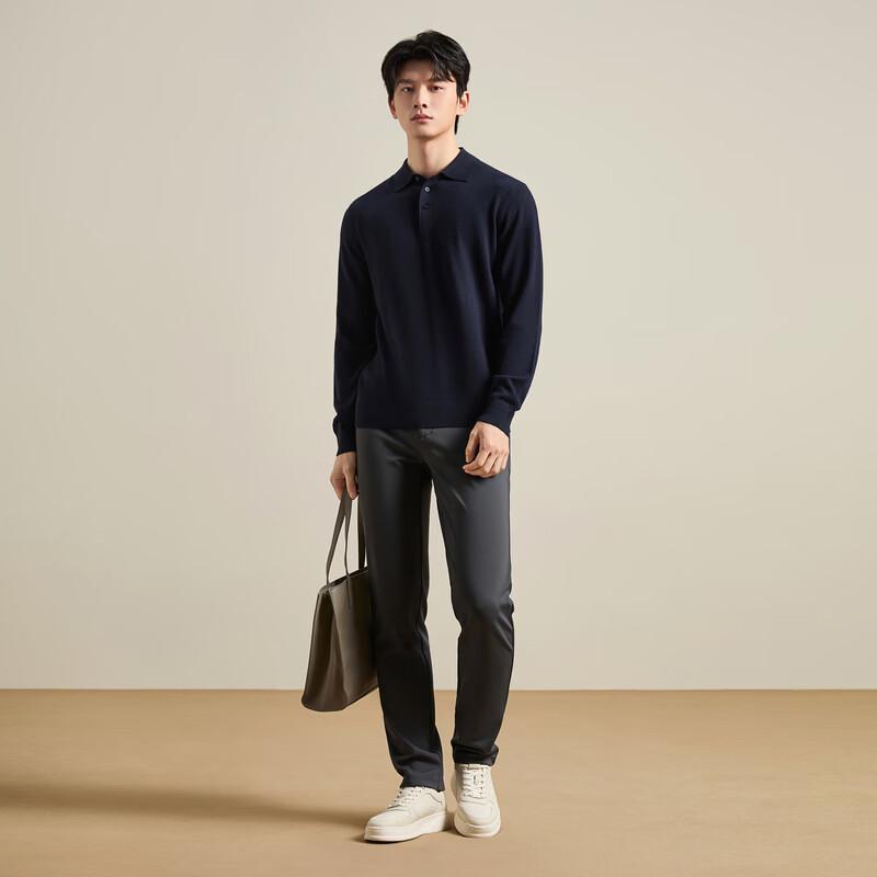 SEVEN Men's Pure Wool Polo Collar Sweater