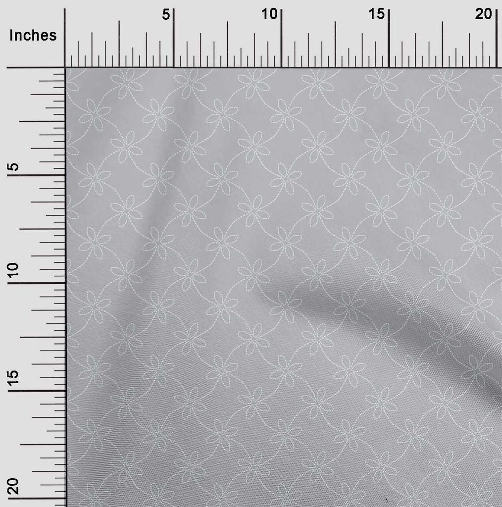 oneOone Cotton Flex Fabric Artistic Floral Sashiko Print Sewing Fabric BTY 40 Inch