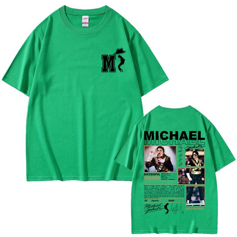 Klassische Vintage King of Pop Michael Jackson Grafik T-Shirts Herren Damen Mode Retro Gothic Rock Kurzarm T-Shirt Streetwear 4XL green