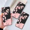 Schwarze weiche Handyhülle für Samsung Galaxy S10e S20 Fe S10 S9 S21 S22 Plus S23 Ultra 5g S8 S7 Pink Blumen Anfangsbuchstabe A Cover