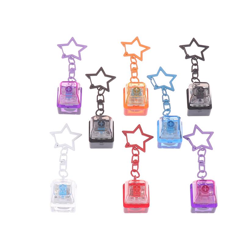 Diy Keyboard Fidget Keychain Keys Button With Led Light Clicker Toy Stress Relief Pass The Time Keycap Pinch Toy