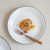 Creative Black Stroke Ceramic Household Large Plate Threaded Spotted Salad Plate Round Pasta Plate Western Restaurant Steak Plate