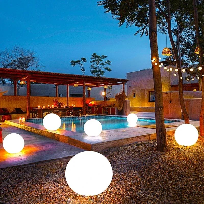 Outdoor Solar LED Garden Ball Light Remote Control Floor Street Lawn Lamp Swimming Pool Wedding Party Holiday Home Decor Lamp