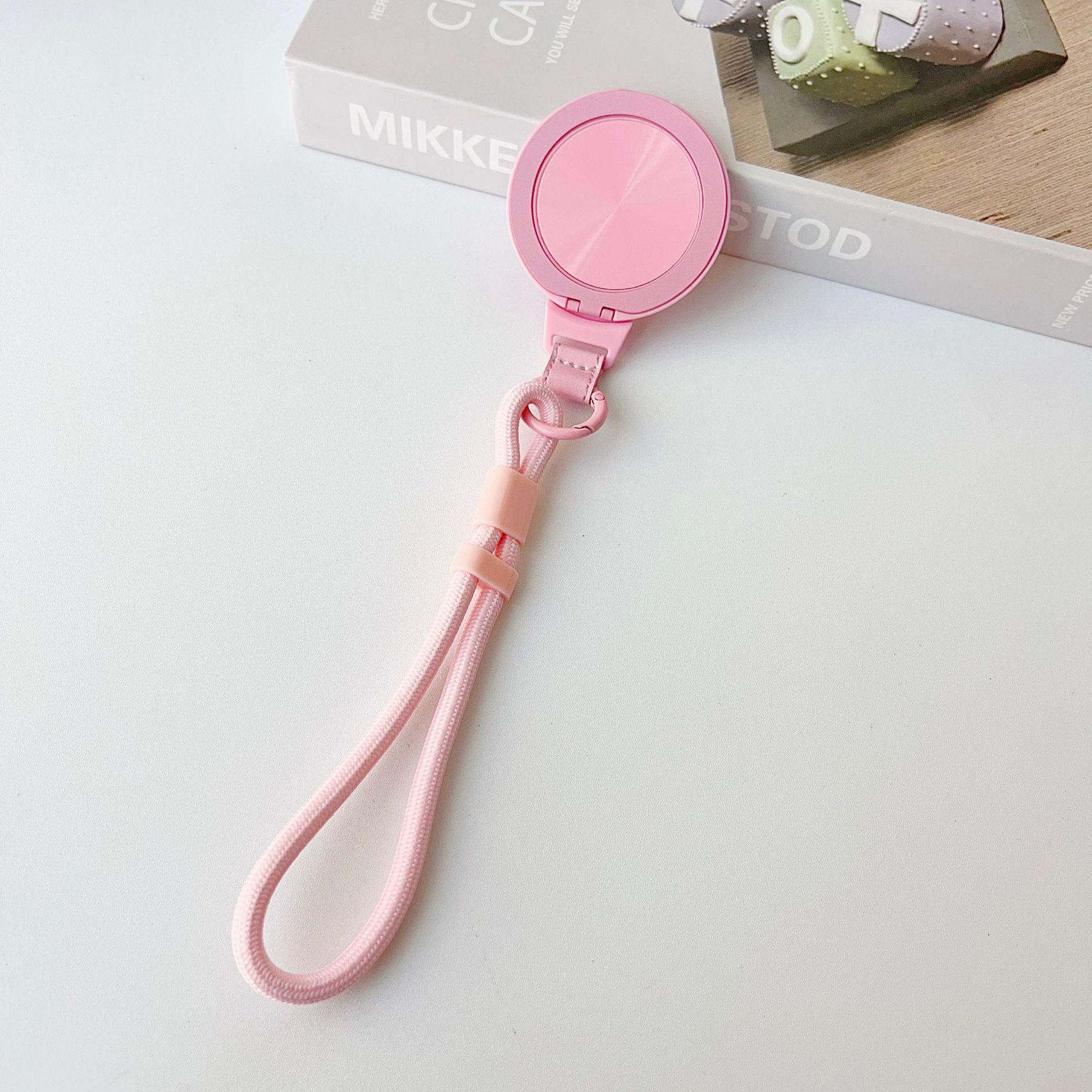 

Rotating Wireless Charging Phone Holder with Folding Lanyard 360° рожевий