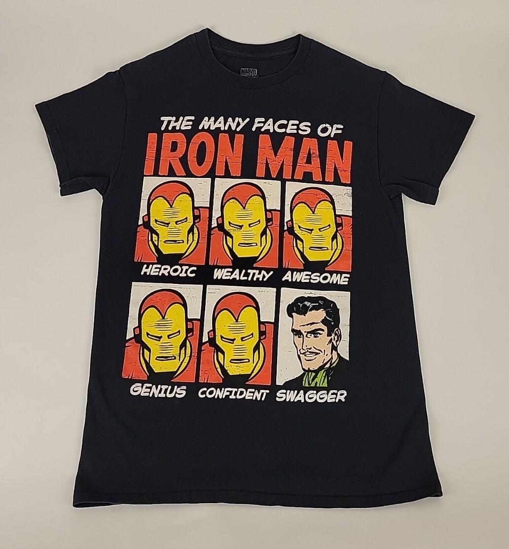 Marvel The Many Faces of IRON MAN Comic T-Shirt.Size SMALL 34/36 graphic Black S разноцветный
