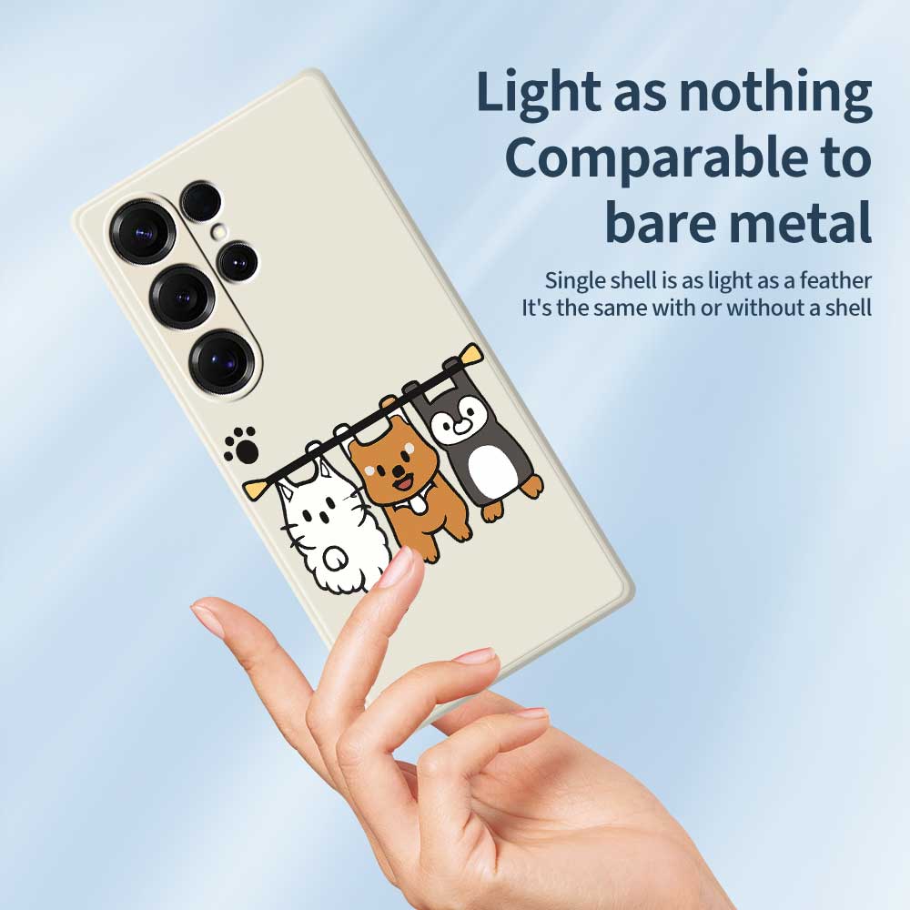 For Samsung Galaxy S25 Ultra Case Three Animal Dolls Pattern Printing Straight Edge TPU Phone Back Cover