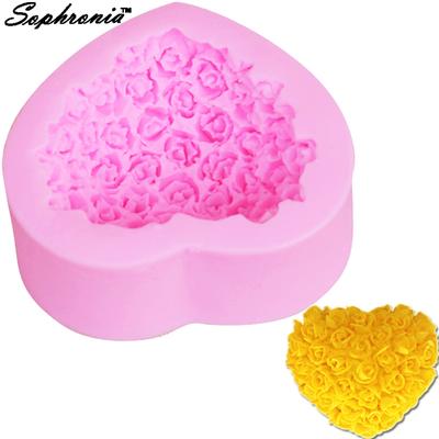 Stampo in silicone Love Heart Rose Flower Shape Torta fondente Stampi per cioccolato Decorare gli strumenti di cottura