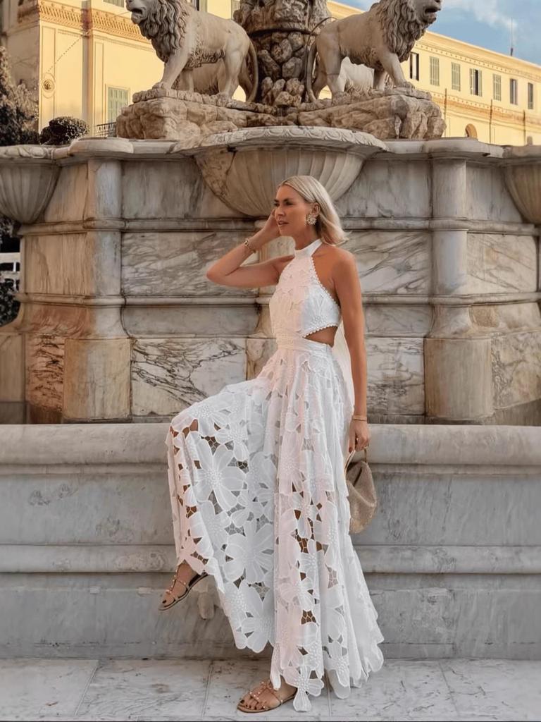 Rochie Sexy Europeană și Americană pentru Femei, cu Dantelă, cu Spatele Gol și Croșetată