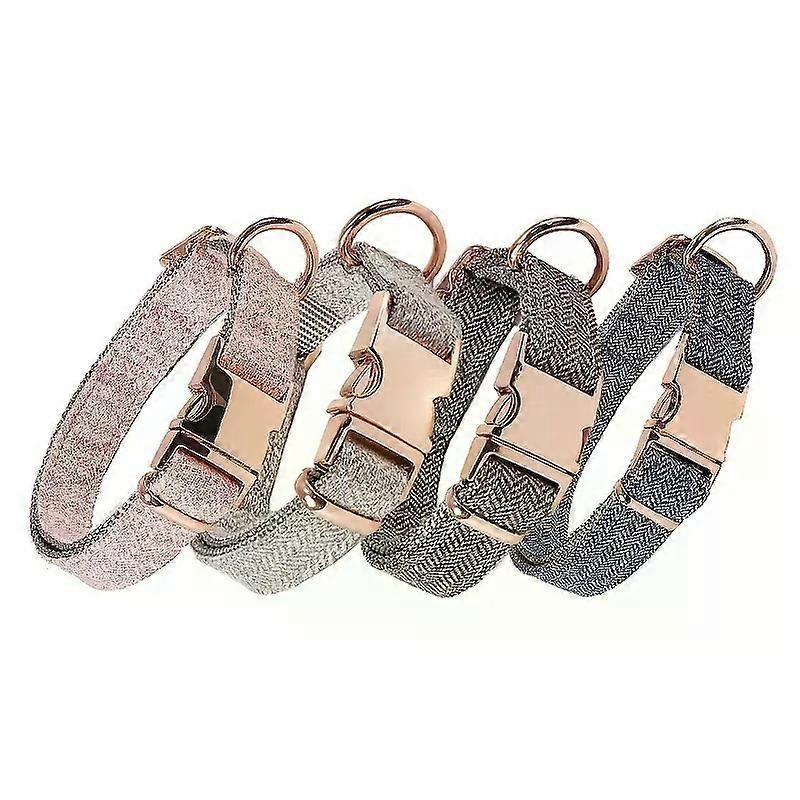 Elegant Style Twill Fabric Pet Collar With Rose Gold Buckle, Multiple Colors And Sizes AvailablePet Leashes
