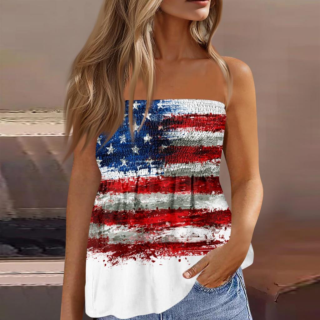 Summer Tube Tops For Women,Cute Sexy Off Shoulder Print Sleeveless T-Shirt