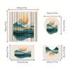 Modern Landscape Bathroom Set - Mountain River Sunshine Shower Curtain, Polyester, With 12 Hooks, Non-Slip Mat, Machine Washable