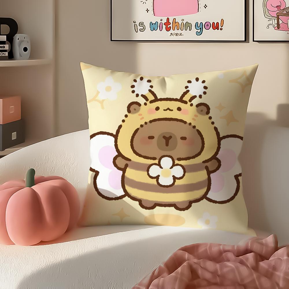 cute funny Kapibala Cushion Cover Pillowcase Short Plush Invisible zipper Room Sofa Cushion Cover