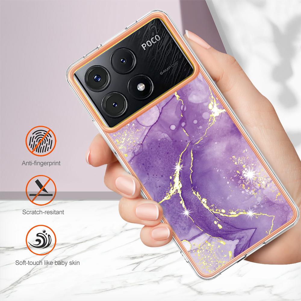 For Xiaomi Poco X6 Pro 5G/K70E 5G TPU Case with IMD Marble Pattern Electroplated Back Cover
