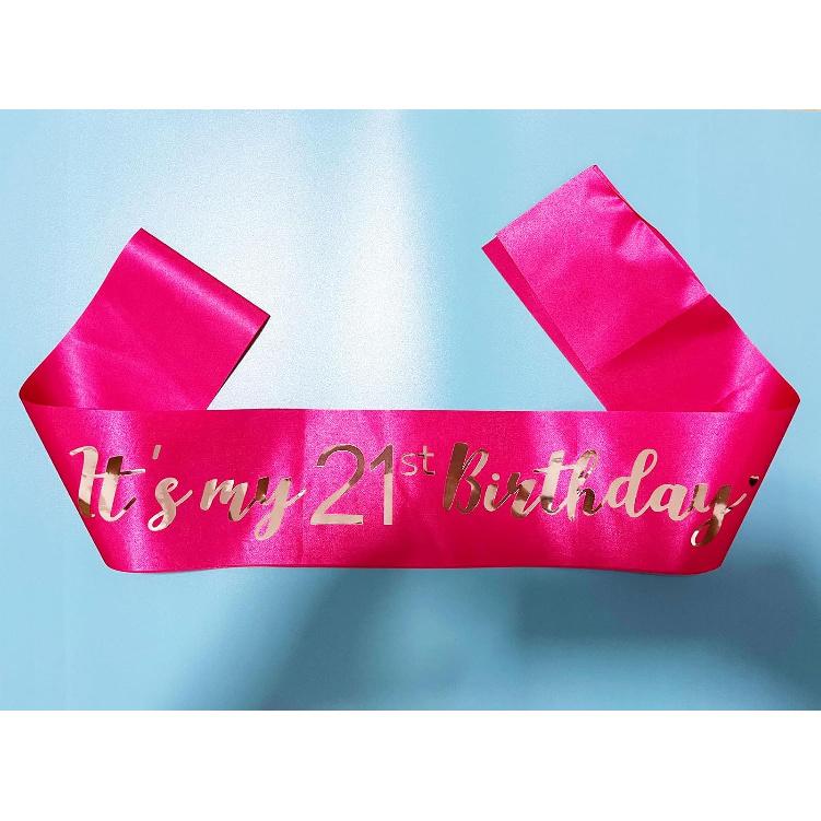 Generic 21st Birthday Sash Hot Pink, It s My 21st Birthday Sash for Girls & Boys, Party Decoration